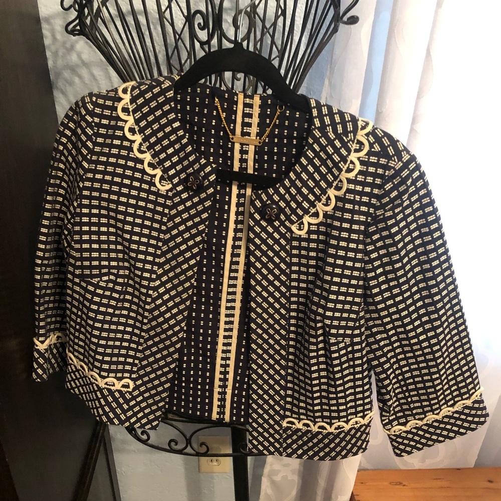 Trina Turk Navy and white blazer